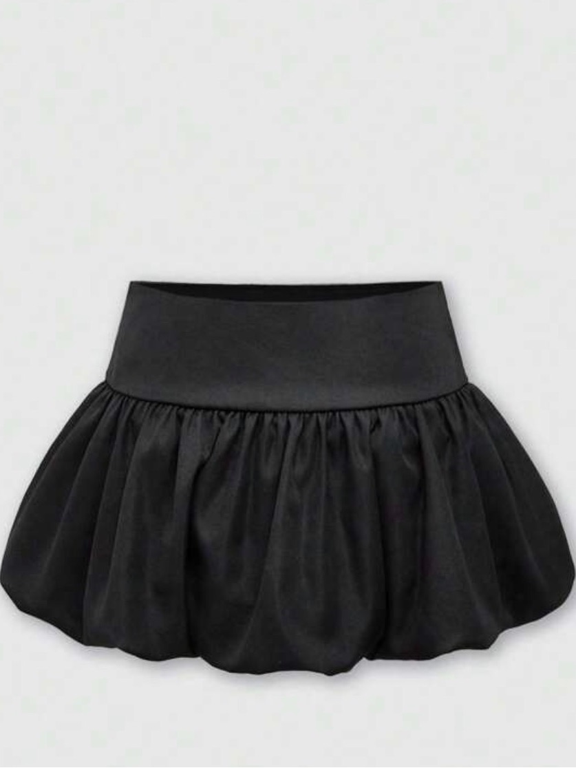 Black Balloon Mini Skirt - Women's Stylish Gathered Skirt